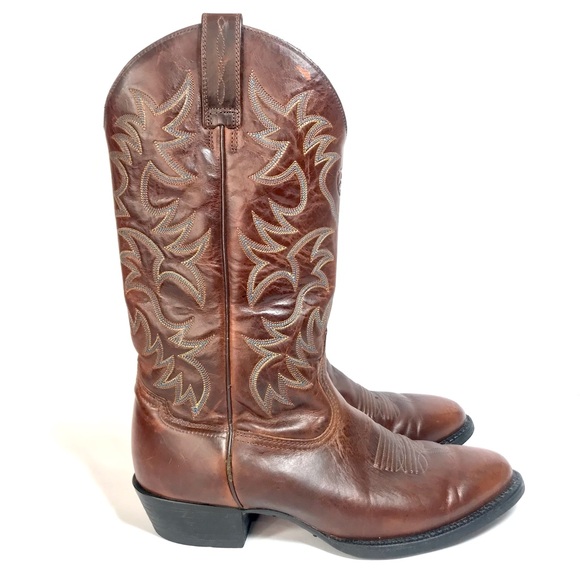 ARIAT Heritage Leather Embroidered Shaft Western Cowboy Boots #34732 - Picture 2 of 14